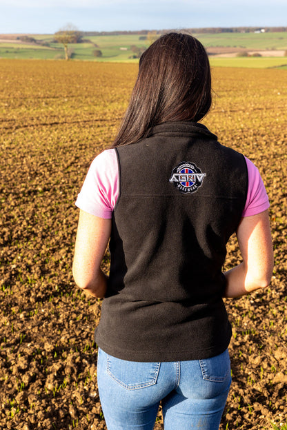 LADIES BLACK ZIP UP GILET