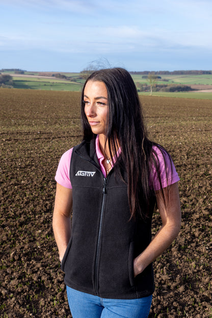 LADIES BLACK ZIP UP GILET