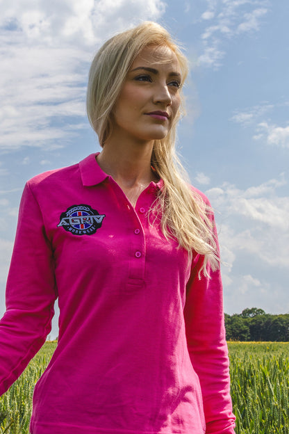 LADIES PINK LONG SLEEVE POLO SHIRT