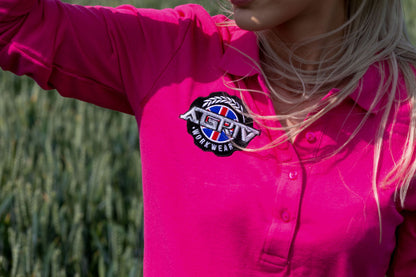 LADIES PINK LONG SLEEVE POLO SHIRT